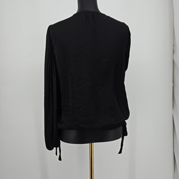 Catherine Malandrino Elegant Black Women's Top Ties At The Hips V Neckline SZ M - Picture 5 of 7